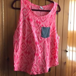 Neon pink/orange oversize tank